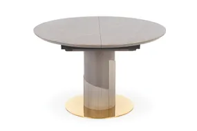 Обеденный стол раскладной HALMAR MUSCAT 120-160x120 см, серый/золотой фото