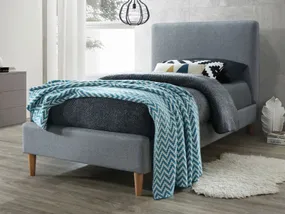 Односпальная кровать SIGNAL ACOMA, серый, 90x200 см, ткань/дуб фото