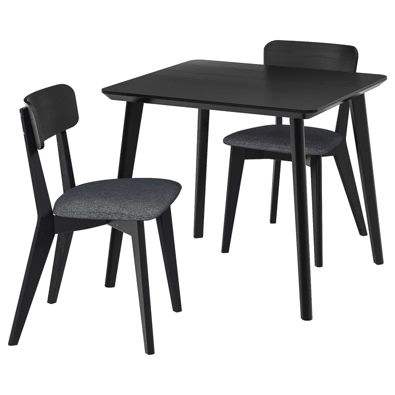 IKEA LISABO ЛІСАБО / LISABO ЛІСАБО, стіл+2 стільці, чорний / Tallmyra чорний / сірий, 88x78 см 895.549.21 фото №1