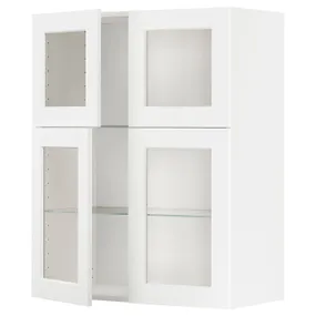 IKEA METOD МЕТОД, навесной шкаф / полки / 4 стеклян двери, белый Энкёпинг / белая имитация дерева, 80x100 см 194.734.81 фото