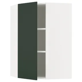 IKEA METOD МЕТОД, угловой навесной шкаф с полками, белый/Гавсторп темно-зеленый, 68x100 см 395.570.45 фото