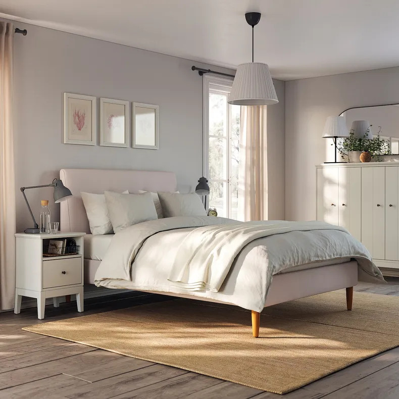 IKEA IDANÄS ІДАНЕС, каркас ліжка з оббивкою, Gunnared блідо-рожевий, 140x200 см 204.589.36 фото №5