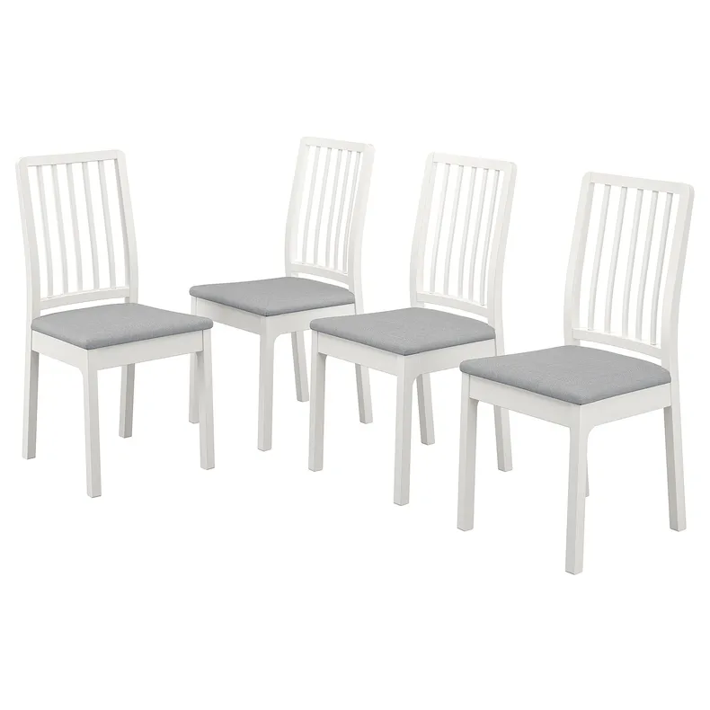 IKEA EKEDALEN ЕКЕДАЛЕН, стілець, білий/ОРРСТА світло-сірий 093.998.30 фото №1