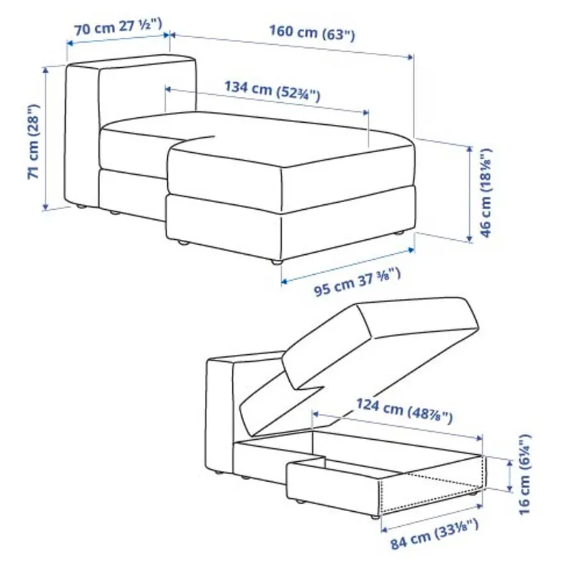 IKEA JÄTTEBO ЄТТЕБУ, модуль-кушетка, лівий, САМСАЛА сіро-бежевий 894.852.87 фото №6