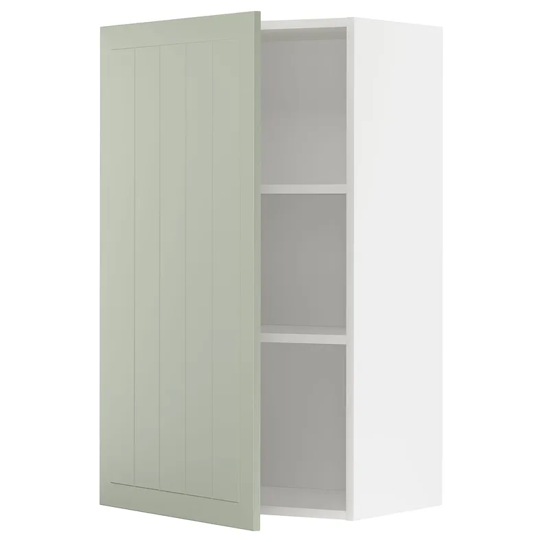 IKEA METOD МЕТОД, навесной шкаф с полками, белый / светло-зеленый, 60x100 см 894.874.65 фото №1