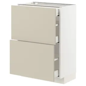 IKEA METOD МЕТОД / MAXIMERA МАКСИМЕРА, напольный шкаф / 2 фасада / 3 ящика, белый / гавсторпский бежевый, 60x37 см 794.267.31 фото