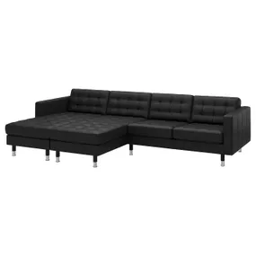 IKEA LANDSKRONA ЛАНДСКРУНА, 4-місний диван із кушетками, Grann/Bomstad чорний/металлик 795.542.76 фото
