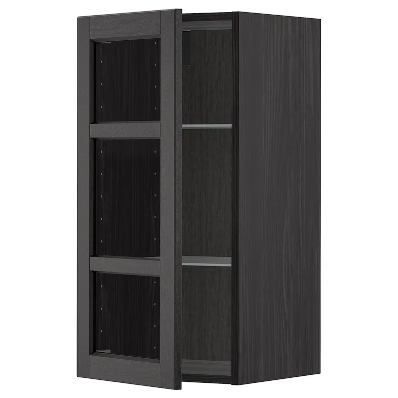 IKEA METOD МЕТОД, навісна шафа,полиці / скляні дверцята, чорний / Лерхіттан, пофарбований у чорний колір, 40x80 см 394.639.85 фото №1
