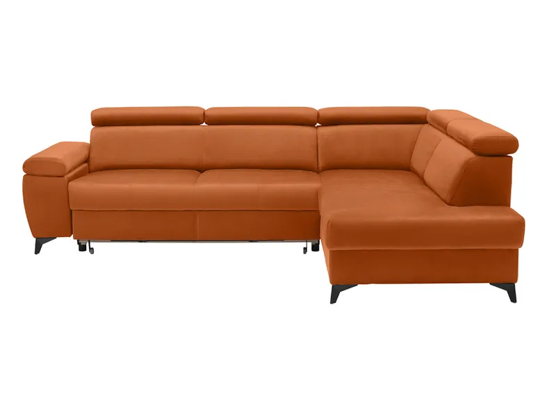 BRW Правосторонній кутовий диван-ліжко оксамитовий BRW MELLOW з ящиком для зберігання, помаранчевий NA-MELLOW-2F.RECBK-G1_B9C2B9 фото №1