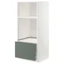 IKEA METOD МЕТОД / MAXIMERA МАКСИМЕРА, высокий шкаф с ящиком д / духовки / СВЧ, белый / бодарский серо-зеленый, 60x60x140 см 993.171.80 фото