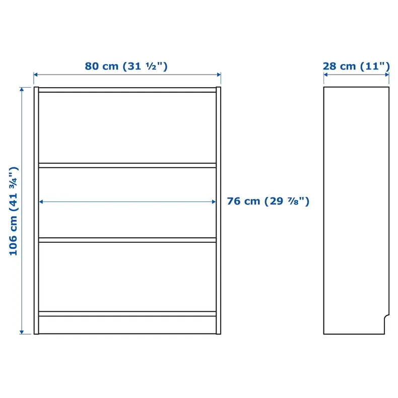 IKEA BILLY БІЛЛІ, книжкова шафа, білий, 80x28x106 см 302.638.44 фото №8