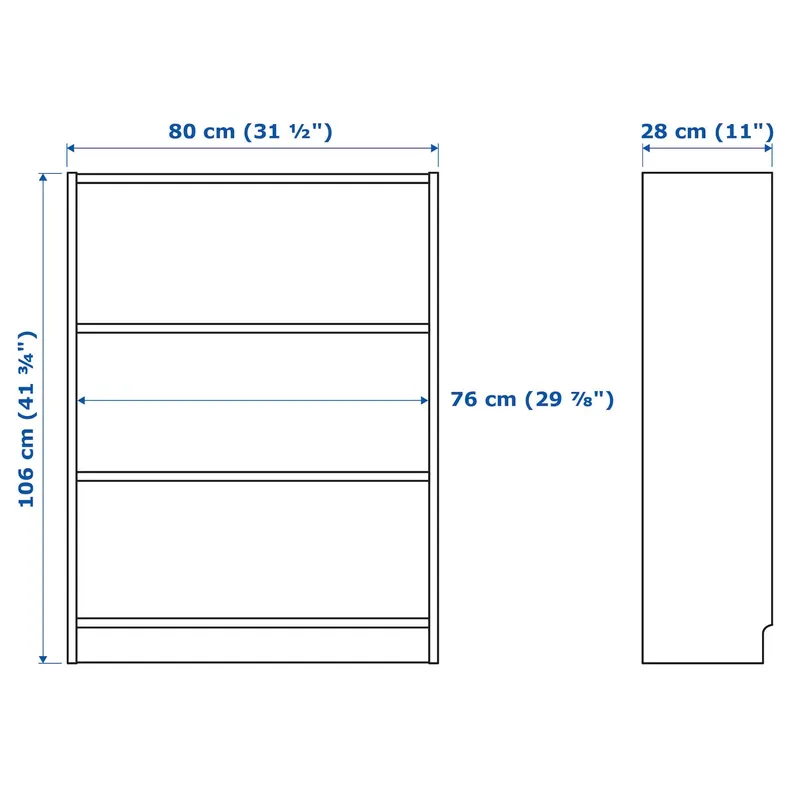 IKEA BILLY БИЛЛИ, стеллаж, белый, 80x28x106 см 302.638.44 фото №8