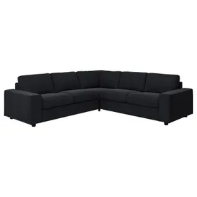 IKEA VIMLE ВІМЛЕ, кутовий диван, 4-місний, з широкими підлокітниками / САКСЕМАРА чорно-синій 894.017.87 фото