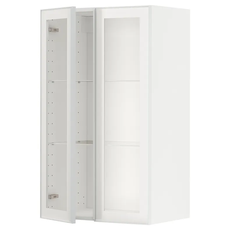 IKEA METOD МЕТОД, настінна шафа, полиці / 2 склх дверц, білий / ХЕЙСТА біле прозоре скло, 60x100 см 294.905.69 фото №1