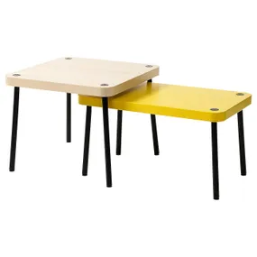IKEA SONHULT СОНХУЛЬТ, комплект столів, 2 шт, жовтий/під березу 505.785.55 фото