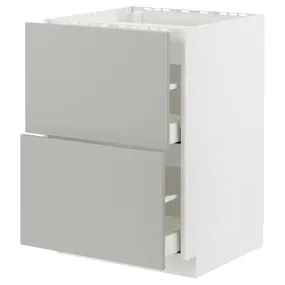 IKEA METOD МЕТОД / MAXIMERA МАКСІМЕРА, підлог шафа д / плити, 2 фр пан / 2 шух, білий / Хавсторп світло-сірий, 60x60 см 295.385.28 фото