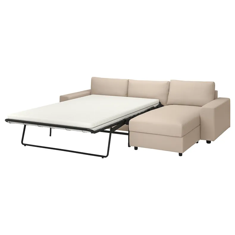 IKEA VIMLE ВИМЛЕ, 3-местный диван-кровать с козеткой, с широкими подлокотниками / Галларп бежевый 795.370.84 фото №1