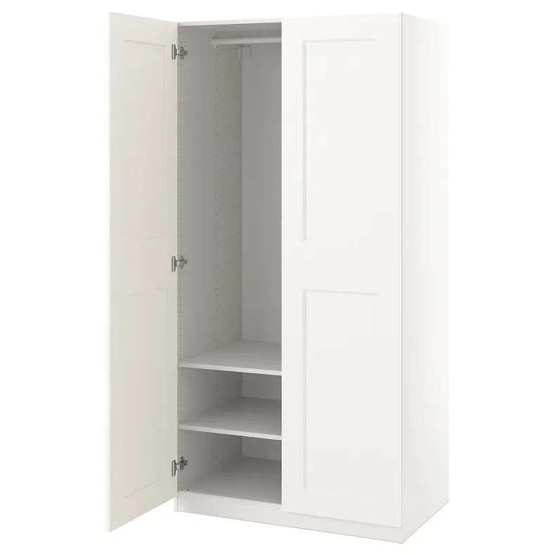 IKEA PAX ПАКС / GRIMO ГРІМО, гардероб, білий / білий, 100x60x201 см 994.968.55 фото №1