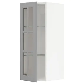 IKEA METOD МЕТОД, навісна шафа,полиці / скляні дверцята, білий / сірий Бодбін, 30x80 см 793.949.66 фото