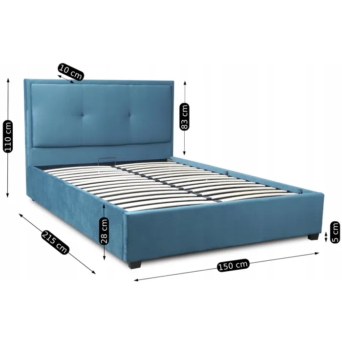 Кровать двуспальная бархатная MEBEL ELITE ANDRE Velvet, 140x200 см, Темно-синий фото №13