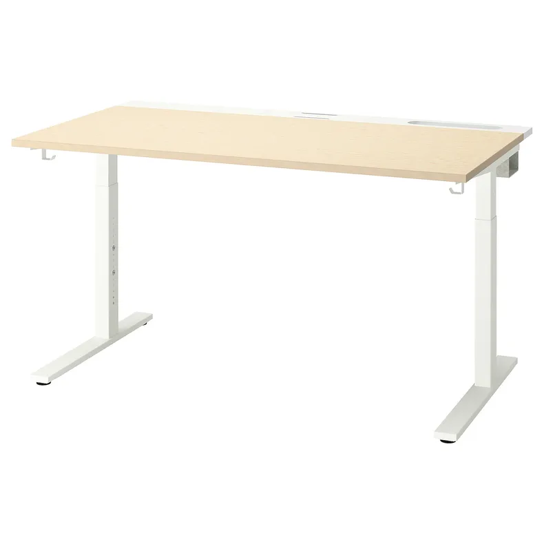 IKEA MITTZON МІТТЗОН, письмовий стіл, береза okl / біла, 140x80 см 495.281.18 фото №1