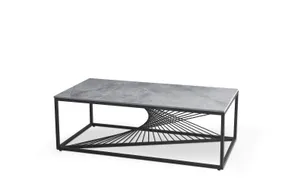 Журнальний стіл HALMAR INFINITY 2 120x60 см, сірий мармур / чорний фото