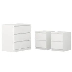 IKEA MALM МАЛЬМ, комплект мебели д/спальни, 3 предм., белый 494.834.12 фото