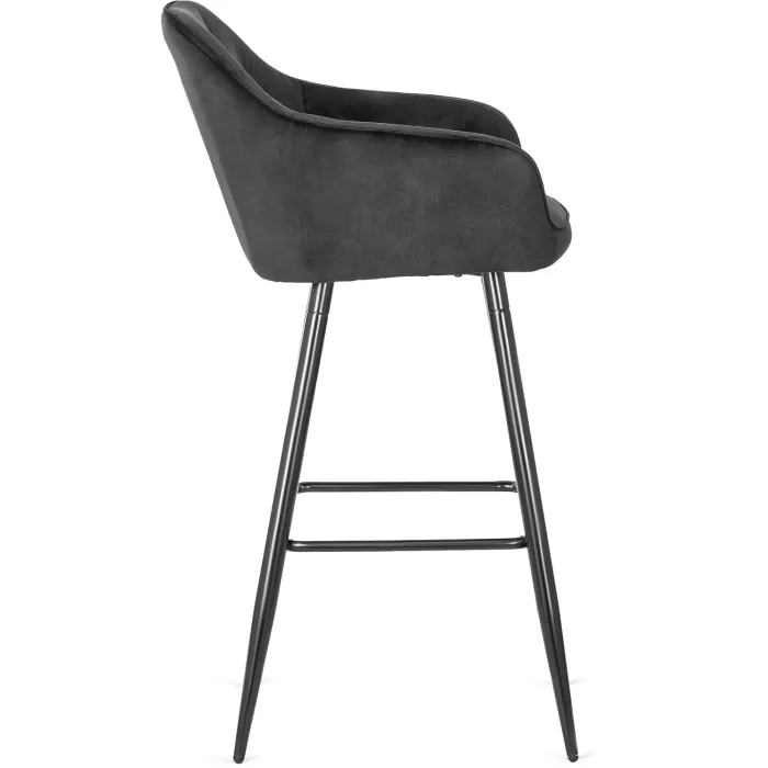 Барный стул бархатный MEBEL ELITE SALEM Velvet, черный / черный фото №8