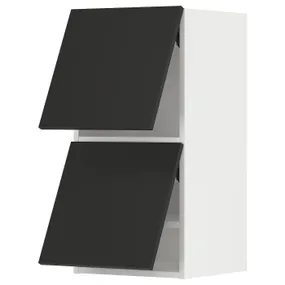 IKEA METOD МЕТОД, навесной шкаф / 2 дверцы, горизонтал, белый / Никебо матовый антрацит, 40x80 см 894.976.81 фото