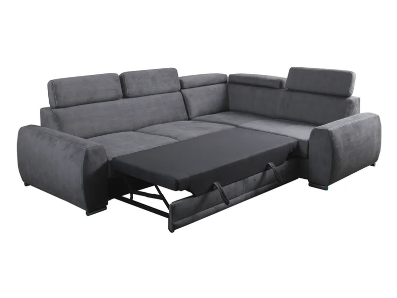 BRW Правосторонній кутовий диван-ліжко оксамитовий BRW MOON, з ящиком для зберігання, сірий NA-MOON-5XZAGL_P-G1_B846A4 фото №3