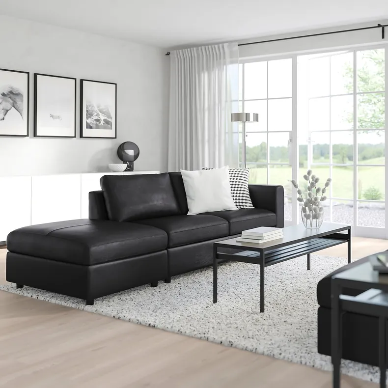 IKEA VIMLE ВИМЛЕ, 3-местный диван, с открытым концом / Гранн / Бомстад черный 293.066.65 фото №2