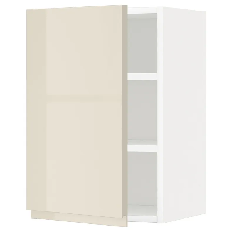 IKEA METOD МЕТОД, шафа навісна із полицями, білий / Voxtorp високий глянець світло-бежевий, 40x60 см 494.616.17 фото №1