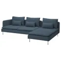 IKEA SÖDERHAMN СЕДЕРХАМН, 4-місний диван із кушеткою, відкритий кінець / темно-синій 595.803.42 фото thumb №1