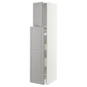 IKEA METOD МЕТОД / MAXIMERA МАКСИМЕРА, высокий шкаф / выдвижн секция / 1дв / 4ящ, белый / бодбинский серый, 40x60x200 см 694.598.83 фото