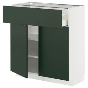 IKEA METOD МЕТОД / MAXIMERA МАКСІМЕРА, підлогова шафа, шухляда/2 дверцят, білий / Хавсторп темно-зелений, 80x37 см 995.573.11 фото