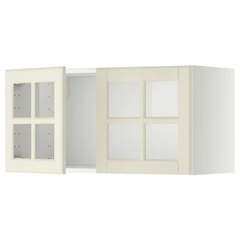 IKEA METOD МЕТОД, навесной шкаф / 2стеклянные дверцы, белый / бодбинские сливки, 80x40 см 093.950.35 фото №1