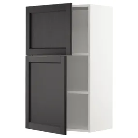 IKEA METOD МЕТОД, навесной шкаф с полками / 2дверцы, белый / Лерхиттан с черными пятнами, 60x100 см 994.643.88 фото