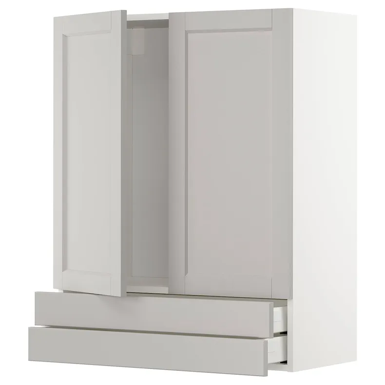 IKEA METOD МЕТОД / MAXIMERA МАКСИМЕРА, навесной шкаф / 2дверцы / 2ящика, белый / светло-серый, 80x100 см 294.624.15 фото №1
