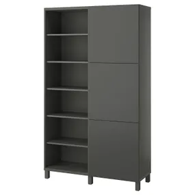 IKEA BESTÅ БЕСТО, комбинация для хранения с дверцами, темно-серый / Лаппвикен / Стуббарп темно-серый, 120x42x202 см 995.081.46 фото