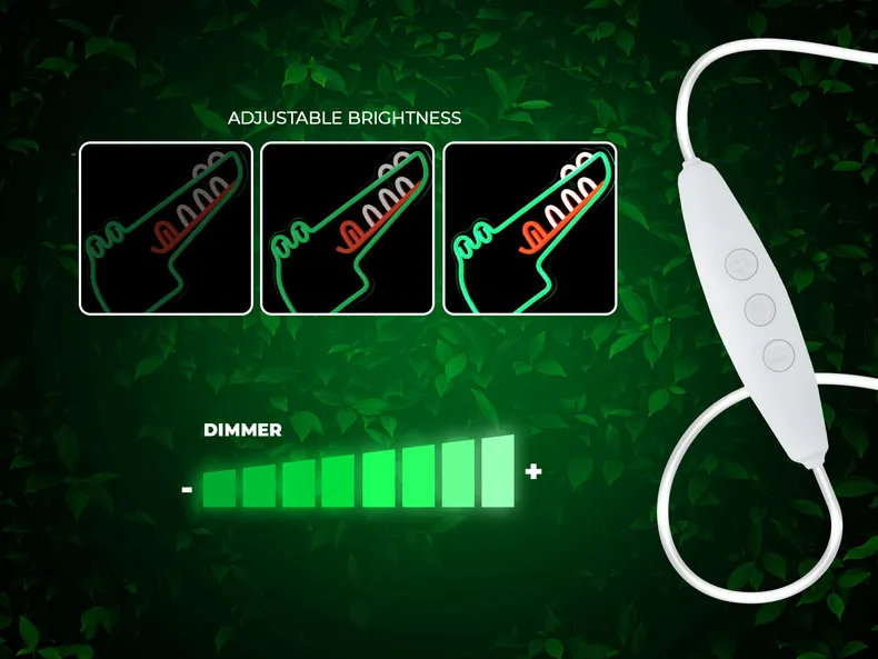 BRW Дитячий неоновий настінний світильник Crocodile LED зелений 093803 фото №5