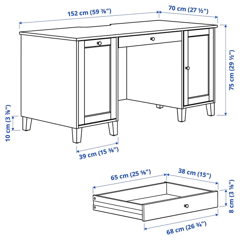 IKEA IDANÄS ИДАНЭС, письменный стол, белый, 152x70 см 105.141.55 фото №8