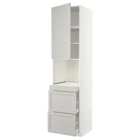 IKEA METOD МЕТОД / MAXIMERA МАКСИМЕРА, высокий шкаф д / СВЧ / дверца / 3ящика, белый / светло-серый, 60x60x240 см 294.584.80 фото