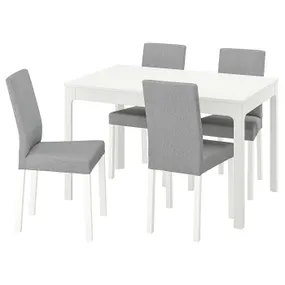 IKEA EKEDALEN ЕКЕДАЛЕН / KÄTTIL КЕТТІЛЬ, стіл+4 стільці, білий / КНІСА світло-сірий, 120 / 180 см 994.288.14 фото