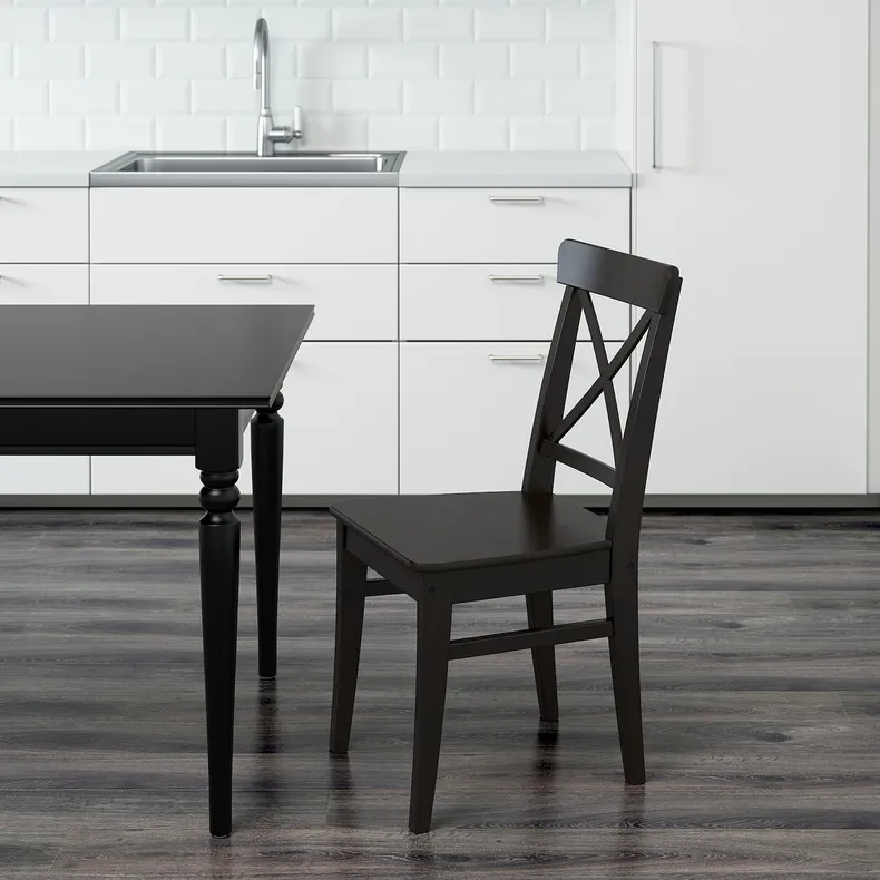 IKEA INGOLF ІНГОЛЬФ, стілець, коричнево-чорний 602.178.22 фото №6