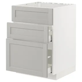 IKEA METOD МЕТОД / MAXIMERA МАКСИМЕРА, шкаф д / варочн панели / вытяжка / ящик, белый / светло-серый, 60x60 см 694.776.22 фото