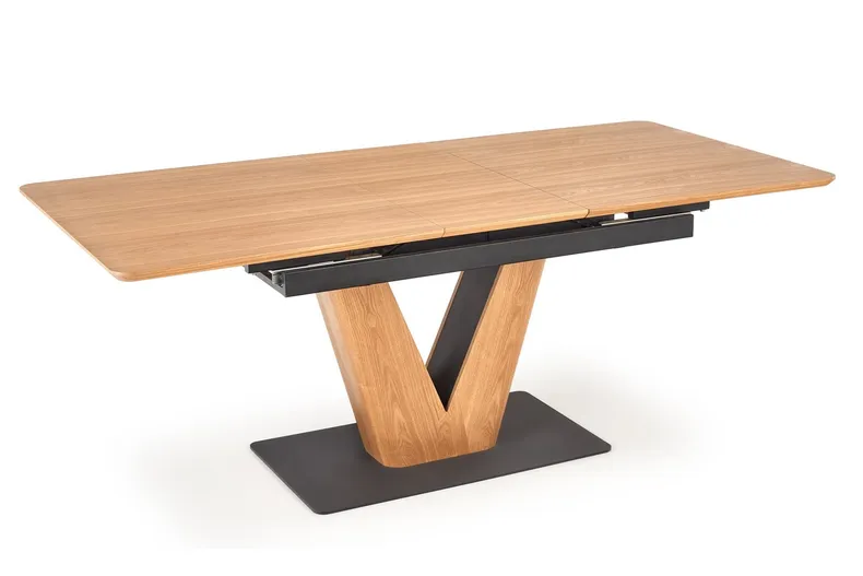 Обідній стіл розкладний HALMAR UMBERTO 160-200x90 см, стільниця - натуральний дуб, ніжка - натуральний дуб/чорний фото №9