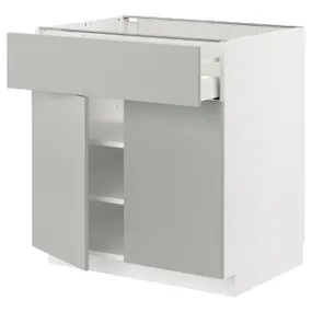 IKEA METOD МЕТОД / MAXIMERA МАКСІМЕРА, підлогова шафа, шухляда / 2 дверцят, білий / Хавсторп світло-сірий, 80x60 см 295.385.52 фото