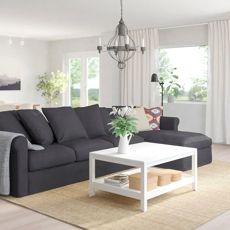 IKEA GRÖNLID ГРЁНЛИД, 4-местный диван с козеткой, Sporda темно-серый 794.085.67 фото №2