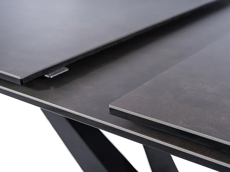 Стол обеденный раскладной SIGNAL SORENTO CERAMIC, серый мрамор / черный матовый, 90x160 фото №6
