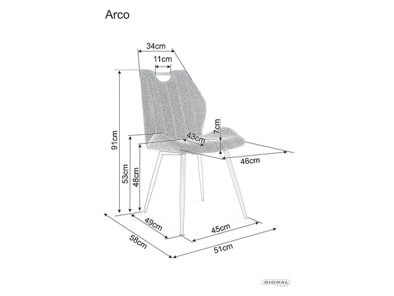 Стілець SIGNAL ARCO Velvet, Bluvel 4215 - кориця фото №2